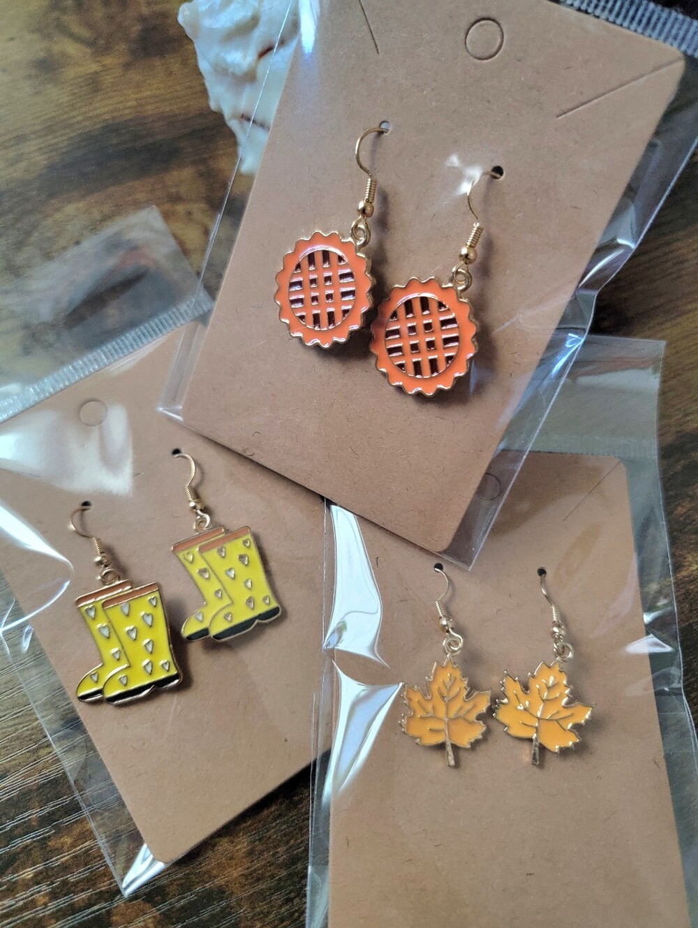 3pcs Fall Earrings Cute Pie, Leaf Drop Earrings - Women Accessories